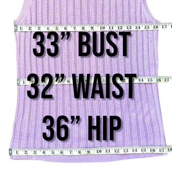 Foxcroft Cable Knit Pastel Purple Sweater Top Sz M - Picture 5 of 7